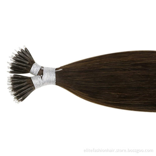 Wholesale high quality No any split ends straight double drawn remy human nano hair extensions Nano tip hair Nano Ring Hair